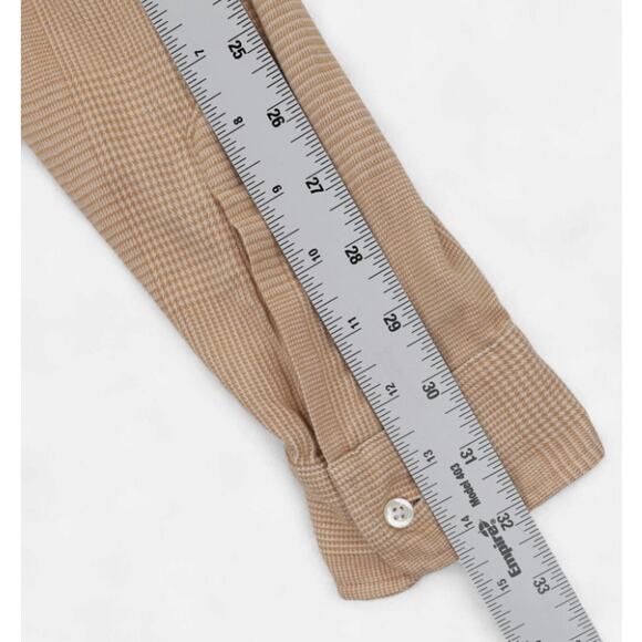 Frank & Eileen Shirt Top Flannel Silvio Cream Camel Brown Button Down Plaid Sz M - Picture 14 of 14